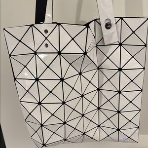 Issey Miyake Black and White Geometric Tote Bag